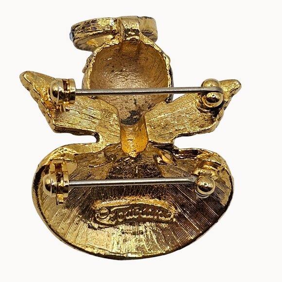 Vtg Brooch Signed Tortolani Guardian Angel Rhinestone Halo Blue Eye Pin Shoulder - Picture 7 of 15